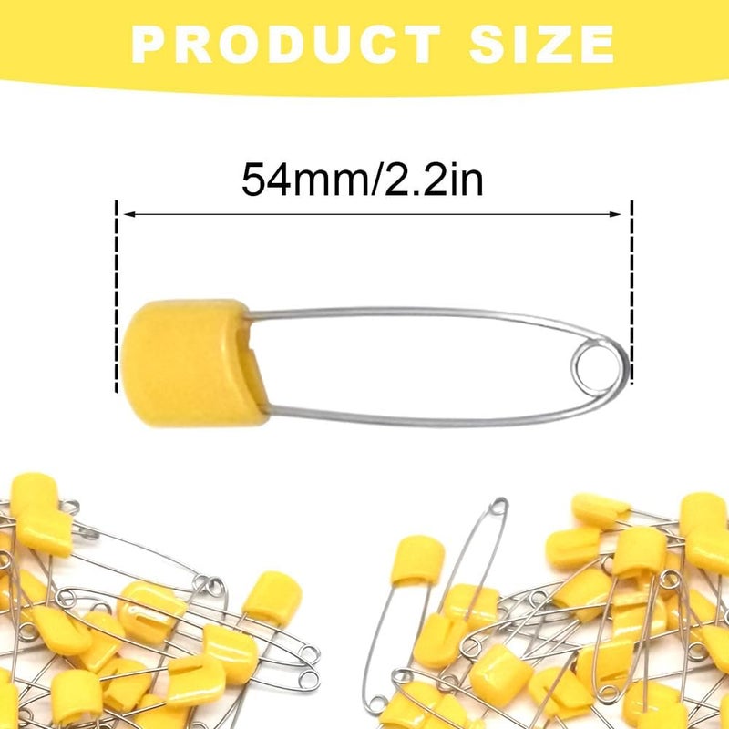 Yosawa 50Pcs 2.2" Plastic Head Safety Pin Nappy Cloth Diaper Safety Pins with Safe Locking Closures (Orange) - Image 2